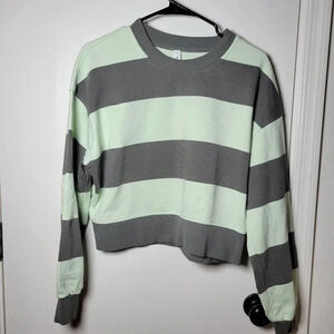 Lululemon Perfectly Oversized Cropped Sweatshirt Lined Green 100% Cotton Size 4